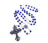 personalised necklace Pray Chaplet Baptism Gothic Retro Blue Crystal Beaded Chain Rhinestone Cross Medalla Milagrosa Rosary Necklace Jewelry gifts