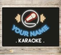 PERSONALISED Neon Effect Karaoke Sign Metal Plaque Home Bar Gift Singing Music