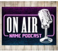 Personalised Neon Effect On Air Sign Podcast Music Film Room Home Studio Metal Plaque