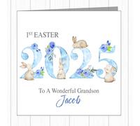 Personalised New Baby Boy Babies First Easter Card Memento 2025 - Son Grandson Godson Nephew