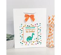 Personalised New Big Brother Sister Gift Bag Dinosaur (Small W20 H24 D10 cm)