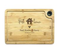 Personalised New Home Chopping Board- Custom Text for Address & Date- Natural Bamboo- Housewarming, First Home, Chopping Board- Ideal for Gifting- 25 x 35mm