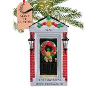 Personalised New Home Ornament 2025 - Fast & Free 24h Customisation - House Christmas Ornaments for Tree - Custom Gift Wrapped Door with Red Bricks Keepsake for Homeowners, Housewarming