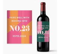 Personalised New Home Wine Label | Housewarming Gift Sticker | Custom New Homeowner Bottle Label | Moving House Gift | First Home Present