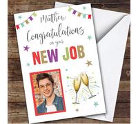 Personalised New Job Card For Brother Photo Champagne Cheers | Personalized Custom Unique Greetings Card For New Job Any Text Inside & Out