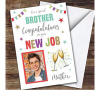 Personalised New Job Card For Brother Photo Champagne | Custom Greetings Card For New Job Any Text Inside & Out