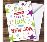 Personalised New Job Card For Dad Bright Stars | Custom Greetings Card For New Job Any Text Inside & Out