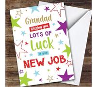 Personalised New Job Card For Grandad Bright Stars | Custom Greetings Card For New Job Any Text Inside & Out