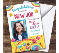 Personalised New Job Card For Sister-In-Law Photo Rainbow | Personalized Custom Unique Greetings Card For New Job Any Text Inside & Out