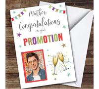 Personalised New Job Promotion Card For Anyone Photo Champagne Cheers | Custom Greetings Card For New Job Promotion Any Text Inside & Out