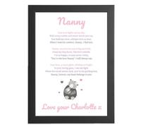 Personalised New Nanny and Granddaughter Poem Print with Bear Picture - Heartwarming Gift for Birthday, Mother's Day, Christmas, Thank You New Nanny Gift For New Grandmother From Granddaughter