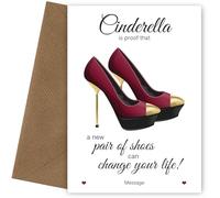 PERSONALISED New SHOES/Cinderella Greetings Card for Daughter, Sister, Auntie, Mum, Best Friend. On her Birthday, Mothers Day, Thank You, Christmas