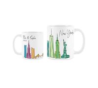 Personalised New York Mug - Colourful United States Skyline Souvenir Memento - Tea/Coffee Custom Gift Mug