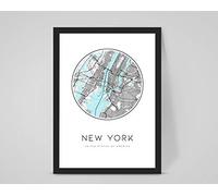 Personalised New York USA Custom City/Town Map, Any Location/Home Decor (A4 Print (210x297mm) 8.27x11.69 in)