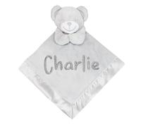 Personalised Newborn Baby Luxury Animals Comforter Blanket Gift (Grey Bear)