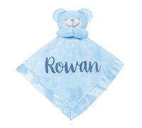 Personalised Newborn Baby Luxury Animals Comforter Blanket Gift (Pastel Blue Bear)