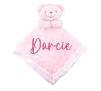 Personalised Newborn Baby Luxury Animals Comforter Blanket Gift (Pastel Pink Bear)