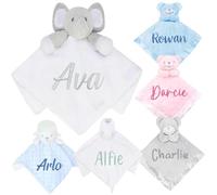 Personalised Newborn Baby Luxury Animals Snuggle Blanket (Baby Elephant) (Blue)
