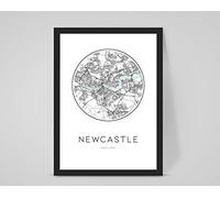Personalised Newcastle UK Custom City/Town Map, Any Location/Home Decor (A4 Print (210x297mm) 8.27x11.69 in)