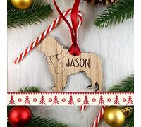 Personalised Newfoundland Oak Wood Dog Bauble Decoration - Christmas Tree gift Pet Xmas