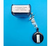 PERSONALISED NHS Doctor, Nurse, GMC No Rubber Stamp Keyring & Retractable cord
