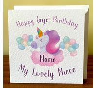 Personalised Niece Birthday Card - Personalised Birthday Card For Niece From Uncle or Auntie - 1st, 2nd, 3rd, 4th, 5th, 6th, 7th, 8th, 9th, 10th Birthday (DESIGN 1)