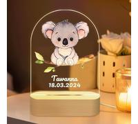 Personalised Night Light - Acrylic Baby Night Light with Any Name Custom, Girls Bedroom, Decor Birth Gifts for Boys and Girls, Baby Birthday Gifts, Koala
