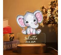 Personalised Night Light for Kids - Nursery Baby Night Light Newborn, Custom Name Adjustable Brightness Lamp, Customised Personalised Baby Gifts Birthday Gifts for Kids Boys Girls, Elephant 2