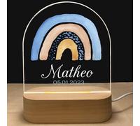 Personalised Night Lights with Name & Date - Unique Christening Gifts for Baby Girls / Baby Boys, Kids Night Light - Rechargeable Dimmable Night Light, Rememberance Presents - Christmas Birthdays Gift