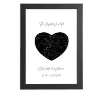 Personalised Night Sky Constellation Star Print - Perfect for Anniversaries, Birthdays, Christmas, Valentine's Day, Weddings - Gift for Couples, Husband, Wife, Girlfriend, Boyfriend - Black Theme