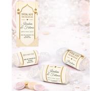 Personalised Nikah Mubarak Wedding Favours Love Hearts Sweets, Custom Wrapped Mini Sweets, Muslim Wedding Favours, Ready Wrapped Table Favours UK halal suitable (Ph72 Ivory Gold Arch)