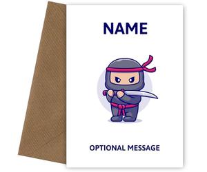 Personalised Ninja Birthday Card for Boys. Perfect for a Son, Grandson or Nephew on his birthday, Christmas. Sport Greetings Card for him water sports canoeing