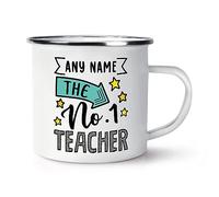 Personalised No.1 Teacher Name Enamel Mug Cup