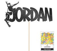 Personalised No Hander Trick Stunt Scooter Glitter Cake Topper - Black Custom Name Glitter Cake Decoration and Sprinkles - Happy Birthday Decorations - Personalised Toppers for Cakes by Cakeshop
