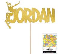 Personalised No Hander Trick Stunt Scooter Glitter Cake Topper - Gold Custom Name Glitter Cake Decoration and Sprinkles - Happy Birthday Decorations - Personalised Toppers for Cakes by Cakeshop