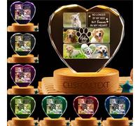 Personalised No Longer by My Side But Forever in My Heart Memorial Crystal Night Light Custom Name Photo Heart-Shape Memorial Lamp Decor Sympathy Gift for Loss of Pet (Style 41)