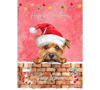 Personalised Norfolk Terrier Dog Art Christmas Card - Custom Xmas Card for Him Her Male Female Dog Pet