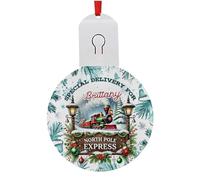 Personalised North Pole Express Special Delivery, Christmas Tree Ornament, Christmas Led Baubles, Acrylic Round LED Light Comes With battery, With Multi Color Settings.