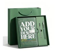 Personalised Notebook Set - Custom Journal with Name or Photo, A5 Diary and Pen in Gift Box - Graduation Keepsake for Men Women, 5 Colours (Green)