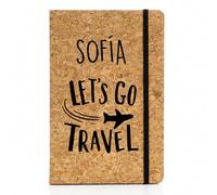 Personalised Notebook with Name and Cork Design Personalised Notebook A5 80 Sheets Rigid Cover 14 x 21 cm Natural Cork Personal Diary Journal. Travel Accessories. Let's go travel