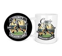 Personalised Notts County Football Mug & Coaster Nostalgic Cup and Drink Mat Retro Football Dad Grandad Birthday Gift for Him NFC62