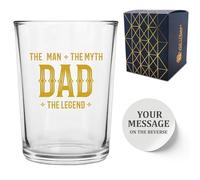 Personalised Novelty Dad Man Myth Legend Design Gold Printed Beer Cider Islington Stubby Pint Glass, Customise the Reverse with Your Text, Gift Box Included, Printed and Engraved in the UK