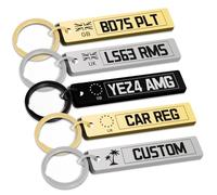 Personalised Number Plate Keyring, Custom Car Registration Keychain, Mini UK Car Keyring, Laser Engraved License Plate with Logo, Gift for Men Boyfriend Fathers Day, Just passed New Car Accessory