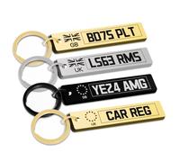 Personalised Number Plate Keyring, Custom Car Registration Keychain, Mini UK Car Keyring, Laser Engraved License Plate with Logo, Gift for Men Boyfriend Fathers Day, Just passed New Car Accessory