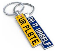 Personalised Number Plate Keyring - Custom Engraved Car License Plate Keychain - Gift Car Accessory Keyfob for Ford Kia BMW Nissan Vauxhall VW Audi Tesla MG Mini Reg Plate Keyrings for Men and Women