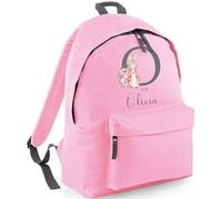 Personalised Nursery Backpack with Blue Peter Bunny Custom Initial and Name Rucksack, Customised Bag For Back to School Primary Preschool Baby Toddler Childs Bag Travel Gym Back Pack - Pink Large