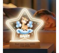 Personalised Nursery Bedside Lamp LED Kids' Night Lights Sleep Aiding Night Light Name Customizable Cartoon Decorative Table Lamps Christmas Birthday Gift for Ages 1-10 Children Sleep Companion Lights