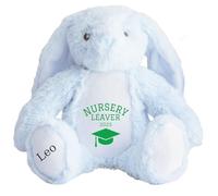 Personalised Nursery Leaving Gift Bunny with Name - Green Nursery Leaver 2025 Soft Toy for Boy Girl Graduation Preschool Starting School - Blu Bunny