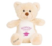 Personalised Nursery Leaving Gift Bunny with Name - Pink Nursery Leaver 2025 Soft Toy for Boy Girl Graduation Preschool Starting School - Brown Teddy