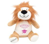 Personalised Nursery Leaving Gift Bunny with Name - Pink Nursery Leaver 2025 Soft Toy for Boy Girl Graduation Preschool Starting School - Brown Lion